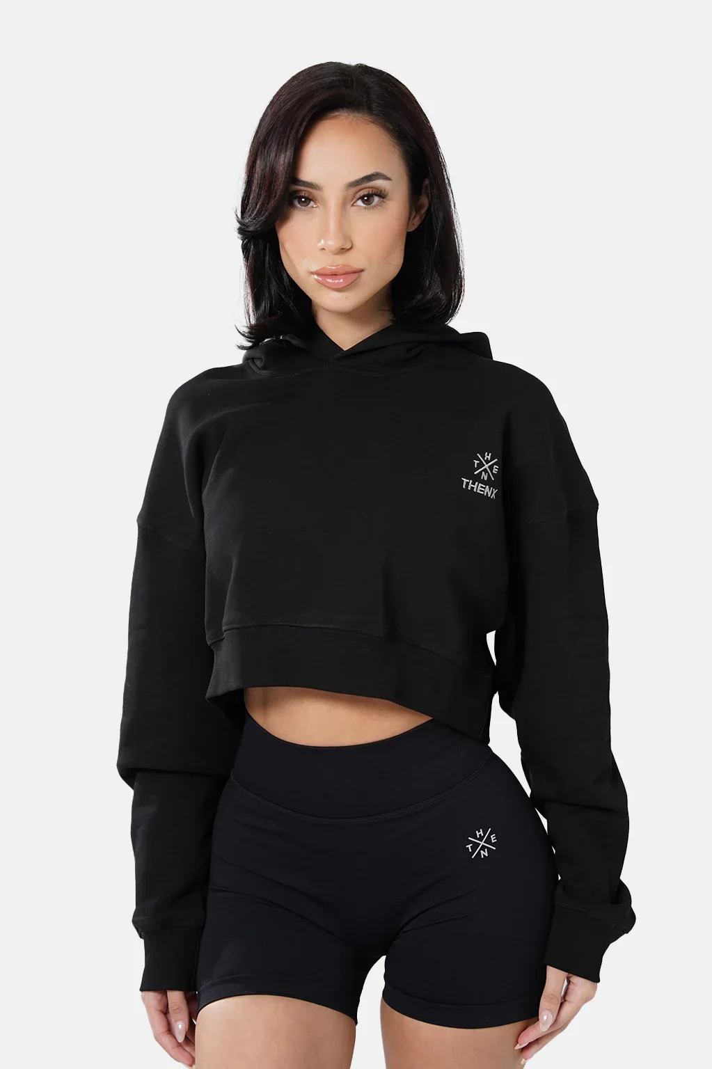 Thenx Women Cropped Hoodie - Black - Image 3